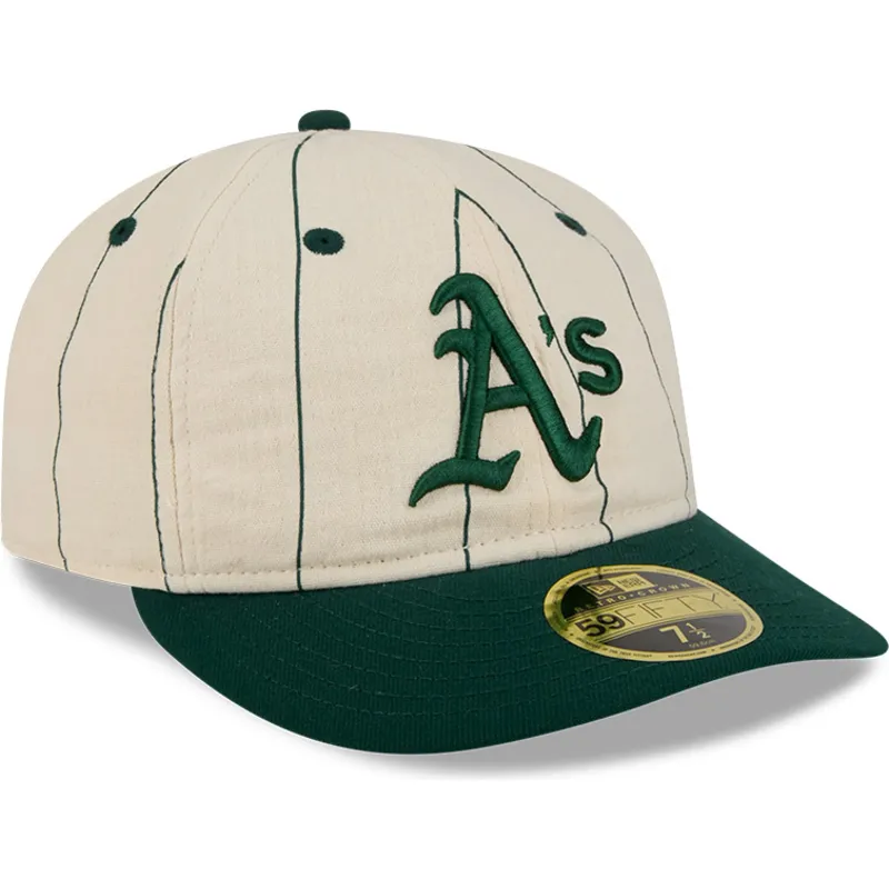 cappellino-curvo-beige-chiuso-59fifty-retro-crown-linen-di-oakland-athletics-mlb-di-new-era