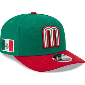 Casquette courbée verte et rouge snapback 9SEVENTY Stretch Snap Mexico 2026 World Baseball Classic New Era