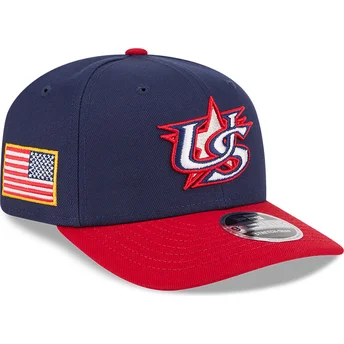 Casquette courbée bleue marine et rouge snapback 9SEVENTY Stretch Snap USA 2026 World Baseball Classic New Era