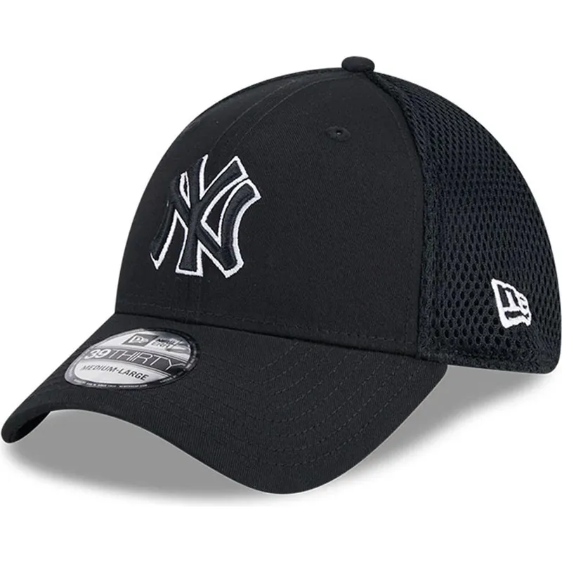 casquette-trucker-noire-ajustee-avec-logo-noir-39thirty-evergreen-neo-new-york-yankees-mlb-new-era