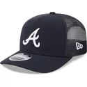 cappellino-trucker-blu-navy-9seventy-stretch-snap-evergreen-di-atlanta-braves-mlb-di-new-era