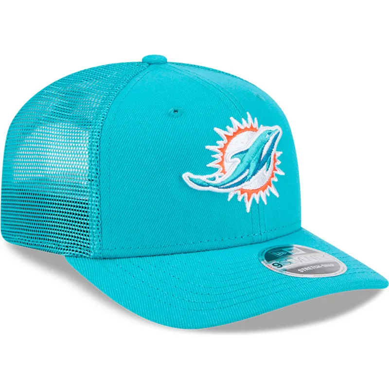 casquette-trucker-bleue-9seventy-stretch-snap-evergreen-miami-dolphins-nfl-new-era