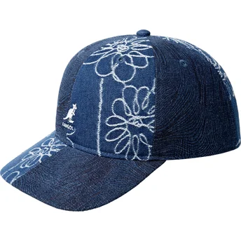 Granatowa zakrzywiona czapka z regulacją Denim Mashup Medium Blue Floral od Kangol