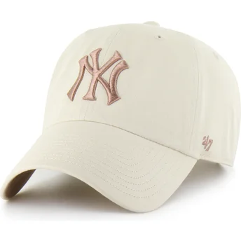 Beige verstellbare Curved Cap Clean Up Ballpark Mojave der New York Yankees MLB von 47 Brand