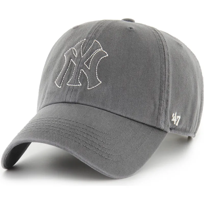 cappellino-curvo-grigio-regolabile-clean-up-trailer-dei-new-york-yankees-mlb-di-47-brand