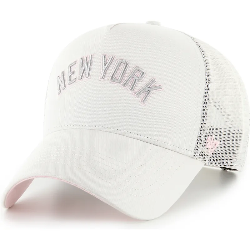 casquette-trucker-beige-et-rose-offside-dt-soft-glow-script-new-york-yankees-mlb-47-brand