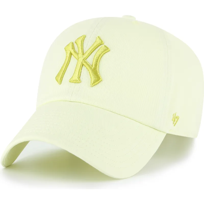 cappellino-curvo-giallo-regolabile-con-logo-giallo-clean-up-no-loop-label-dei-new-york-yankees-mlb-di-47-brand