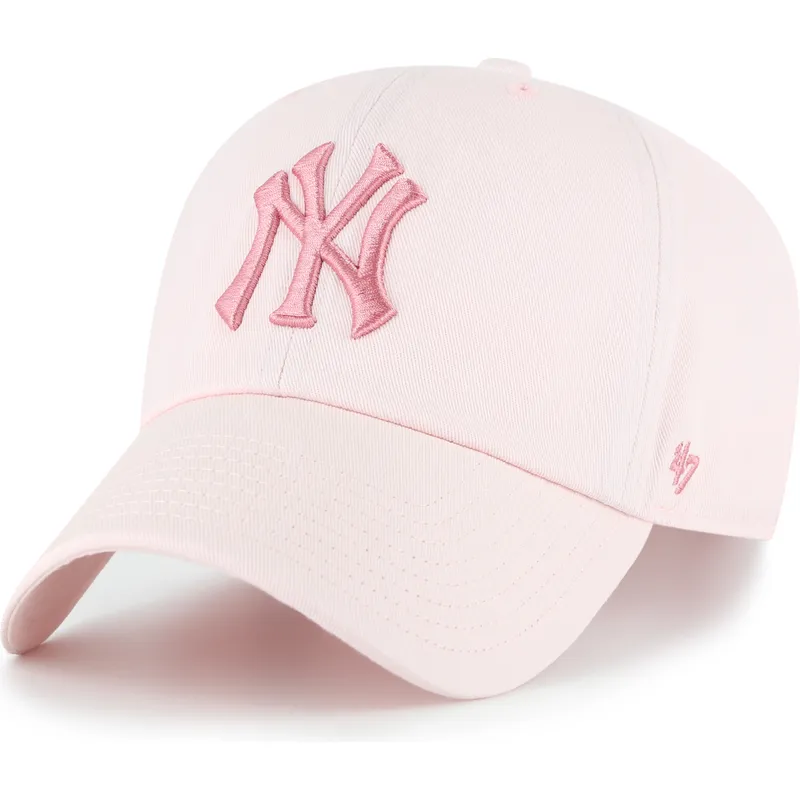 gorra-curva-rosa-ajustable-con-logo-rosa-clean-up-no-loop-label-de-new-york-yankees-mlb-de-47-brand