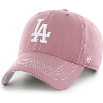 47 Brand Curved Brim Clean Up Contrast Stitch Los Angeles Dodgers MLB Pink Adjustable Cap
