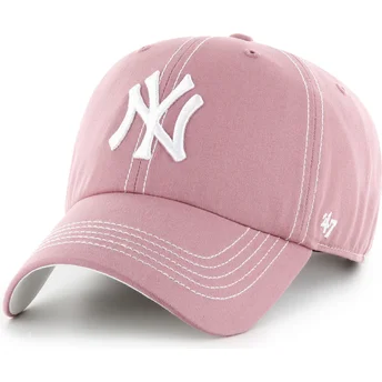 Gorra curva rosa ajustable Clean Up Contrast Stitch de New York Yankees MLB de 47 Brand