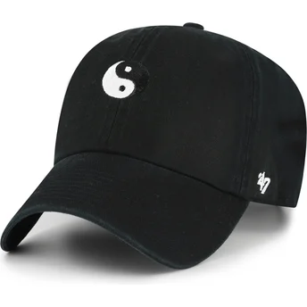Gorra curva negra ajustable Yin Yang Smiley Clean Up Base Runner Icon de 47 Brand