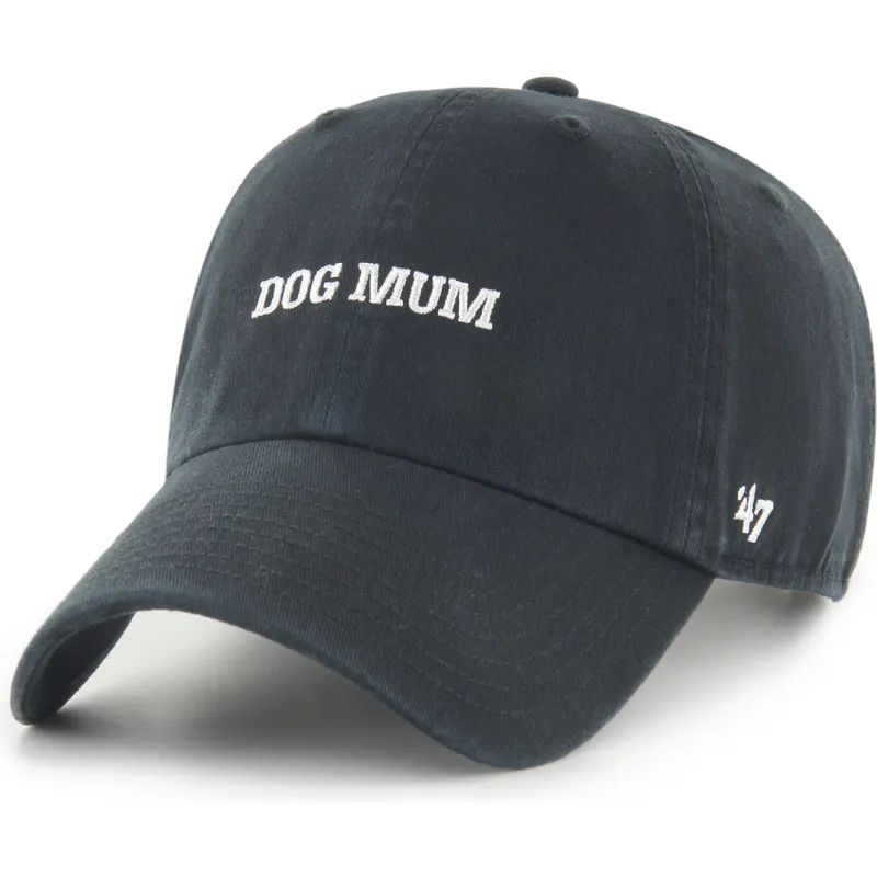 casquette-courbee-noire-ajustable-dog-mum-phrase-clean-up-base-runner-icon-47-brand