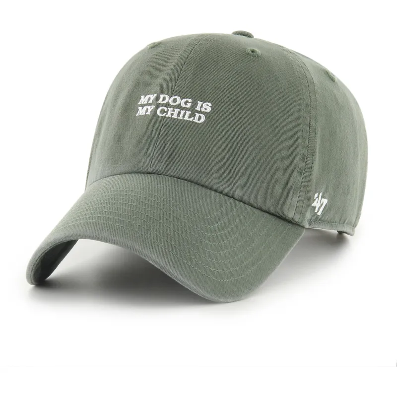 gorra-curva-verde-ajustable-my-dog-is-my-child-phrase-clean-up-base-runner-icon-de-47-brand