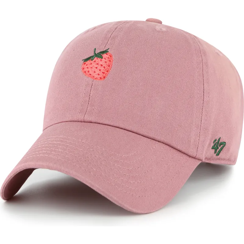 cappellino-curvo-rosa-regolabile-strawberry-fruit-clean-up-base-runner-icon-di-47-brand