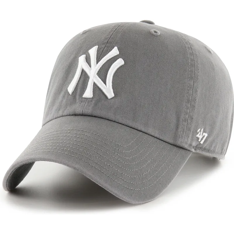 cappellino-curvo-grigio-regolabile-clean-up-no-loop-label-dei-new-york-yankees-mlb-di-47-brand