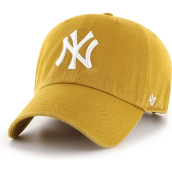 Gelbe gebogene verstellbare Kappe Clean Up Flat Gold der New York Yankees MLB von 47 Brand
