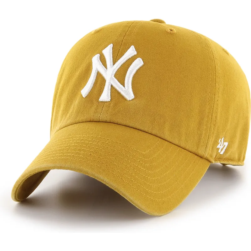 casquette-courbee-jaune-ajustable-clean-up-flat-gold-new-york-yankees-mlb-47-brand