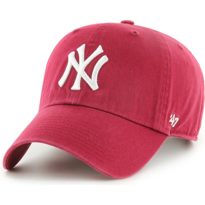 ciemnoczerwona-regulowana-czapka-z-zakrzywionym-daszkiem-clean-up-new-york-yankees-mlb-od-47-brand