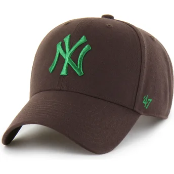 Cappellino curvo marrone snapback con logo verde MVP dei New York Yankees MLB di 47 Brand