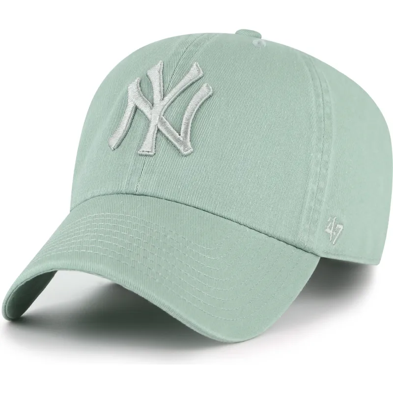 cappellino-curvo-verde-regolabile-con-logo-verde-clean-up-no-loop-label-dei-new-york-yankees-mlb-di-47-brand