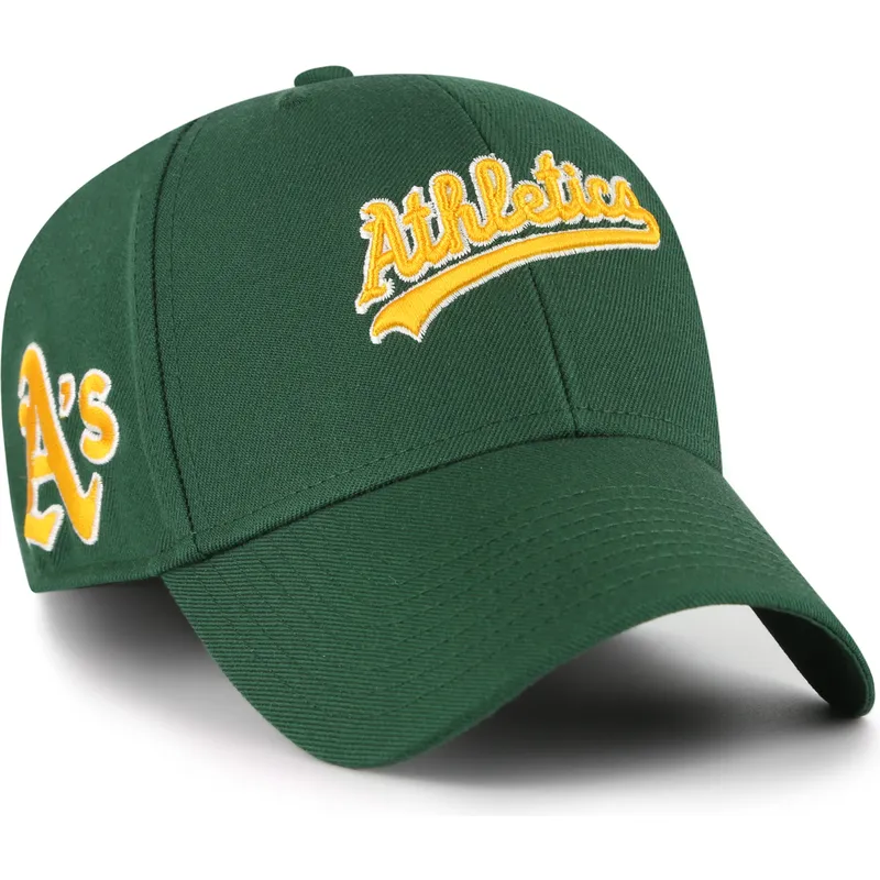 casquette-courbee-verte-ajustable-mvp-ballpark-script-shot-oakland-athletics-mlb-47-brand