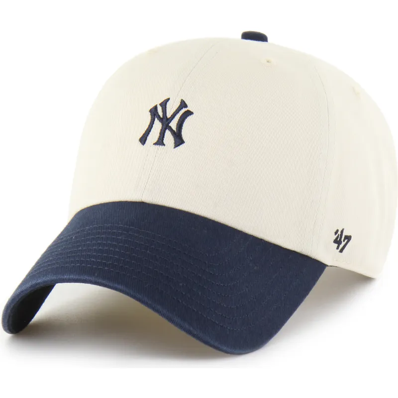 cappellino-curvo-beige-e-blu-marino-regolabile-clean-up-base-runner-sure-shot-two-tone-dei-new-york-yankees-mlb-di-47-brand