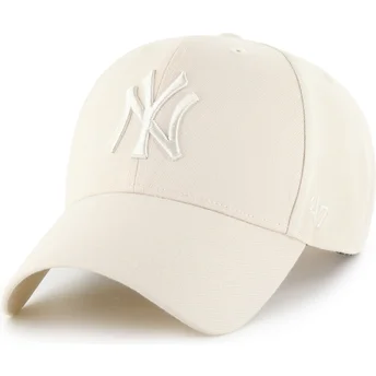 Beige gebogene Snapback-Kappe mit beigem MVP-Logo der New York Yankees MLB von 47 Brand