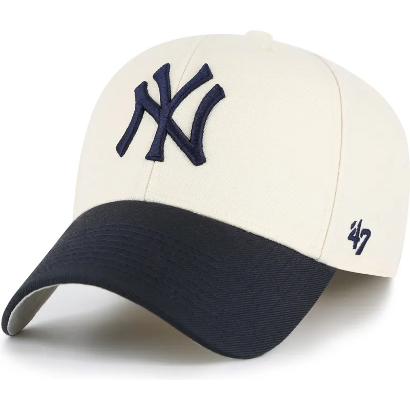 bojd-beige-och-marinbla-justerbar-keps-mvp-two-tone-fran-new-york-yankees-mlb-av-47-brand