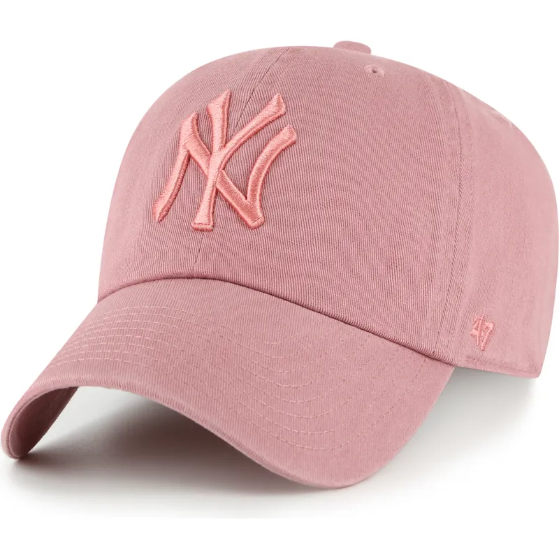 justerbar-rosa-bojd-keps-med-rosa-clean-up-logotyp-fran-new-york-yankees-mlb-av-47-brand