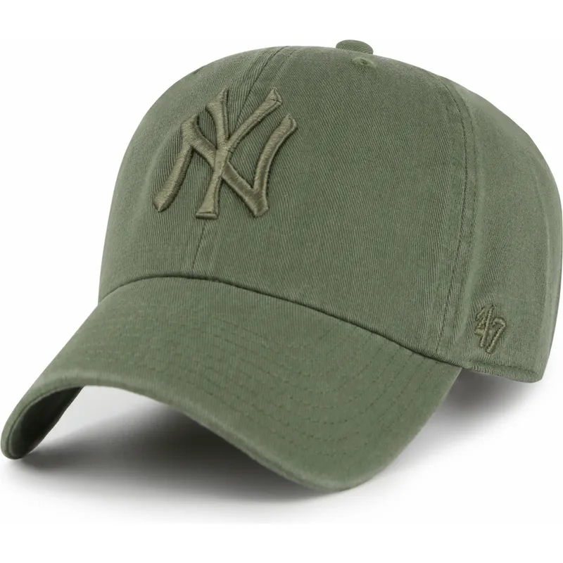 casquette-courbee-verte-ajustable-avec-logo-vert-clean-up-new-york-yankees-mlb-47-brand