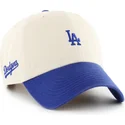 beige-und-blaue-verstellbare-gebogene-kappe-clean-up-base-runner-sure-shot-two-tone-der-los-angeles-dodgers-mlb-von-47-brand