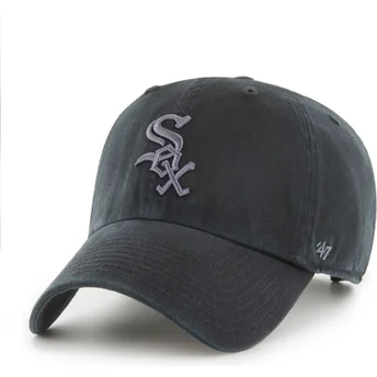 Gorra curva negra ajustable con logo gris Clean Up de Chicago White Sox MLB de 47 Brand