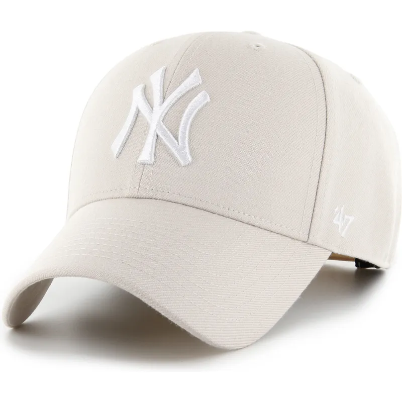 casquette-courbee-beige-snapback-mvp-bone-new-york-yankees-mlb-47-brand