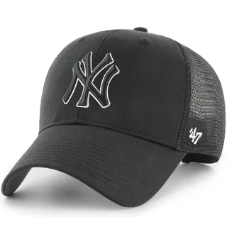 47 Brand Black Logo Outline MVP Branson New York Yankees MLB Black Trucker Hat