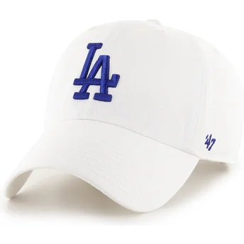 Biała regulowana czapka z zakrzywionym daszkiem z niebieskim logo Clean Up Los Angeles Dodgers MLB od 47 Brand
