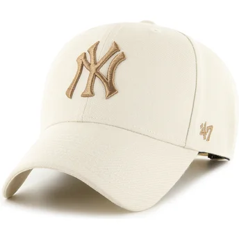 Beige gebogene Snapback-Kappe mit braunem MVP-Logo der New York Yankees MLB von 47 Brand