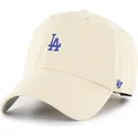 casquette-courbee-beige-ajustable-avec-logo-bleu-clean-up-base-runner-los-angeles-dodgers-mlb-47-brand