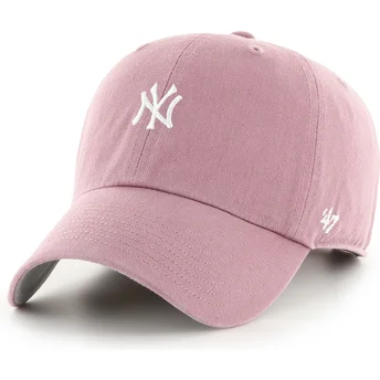 Gorra curva rosa ajustable Clean Up Base Runner Mini Logo de New York Yankees MLB de 47 Brand