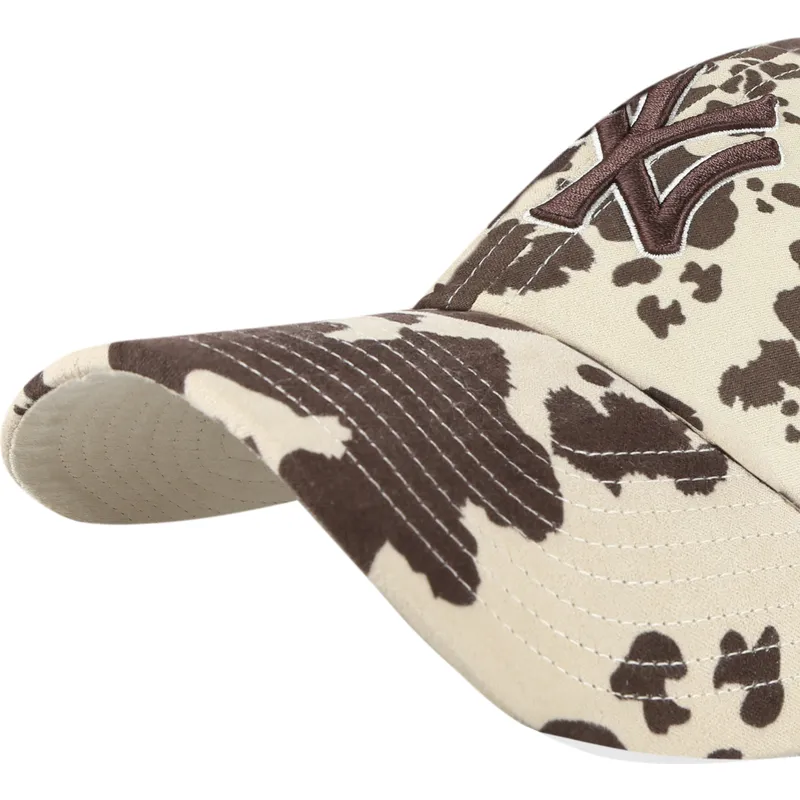 braune-verstellbare-curved-cap-mit-braunem-logo-clean-up-bessie-der-new-york-yankees-mlb-von-47-brand