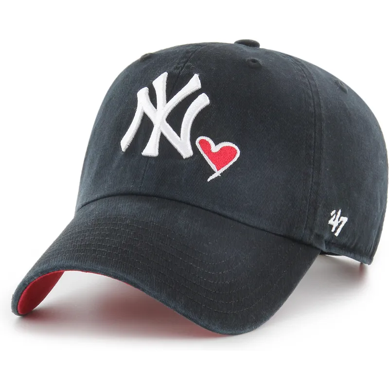 casquette-courbee-noire-ajustable-clean-up-heart-icon-new-york-yankees-mlb-47-brand