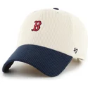 cappellino-curvo-beige-e-blu-marino-regolabile-clean-up-cord-base-runner-two-tone-di-boston-red-sox-mlb-di-47-brand