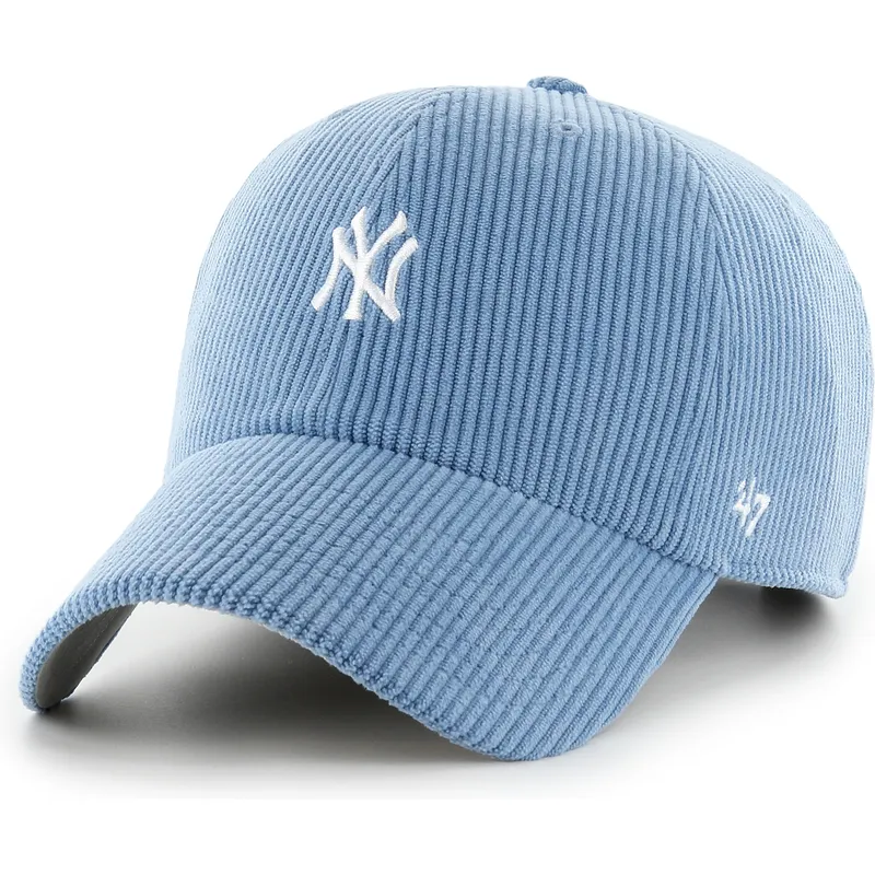 casquette-courbee-bleue-ajustable-clean-up-cord-base-runner-new-york-yankees-mlb-47-brand