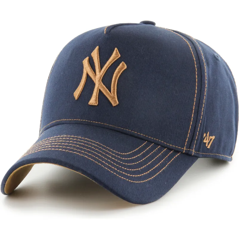 casquette-courbee-bleue-marine-et-marron-ajustable-mvp-dt-contrast-stitch-new-york-yankees-mlb-47-brand