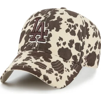 Gorra curva marrón ajustable con logo marrón Clean Up Bessie de Los Angeles Dodgers MLB de 47 Brand
