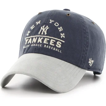 Cappellino curva blu marino e grigio regolabile Clean Up Windham Suede Vintage di New York Yankees MLB di 47 Brand