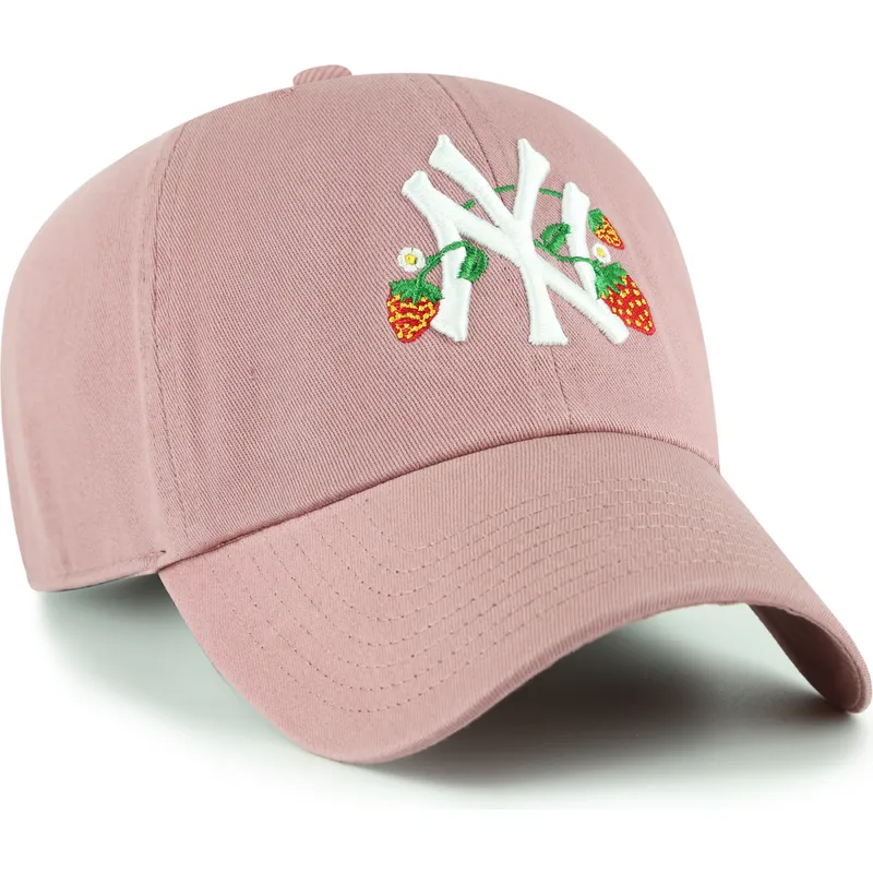 casquette-courbee-rose-ajustable-clean-up-icon-alt-strawberry-new-york-yankees-mlb-47-brand