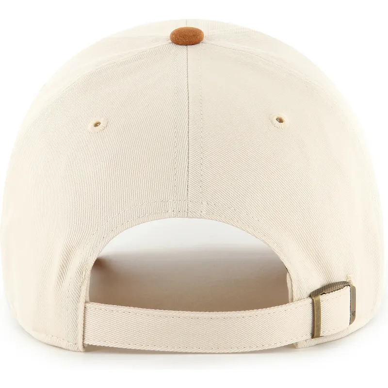 casquette-courbee-beige-et-marron-ajustable-clean-up-mini-script-suede-visor-new-york-yankees-mlb-47-brand