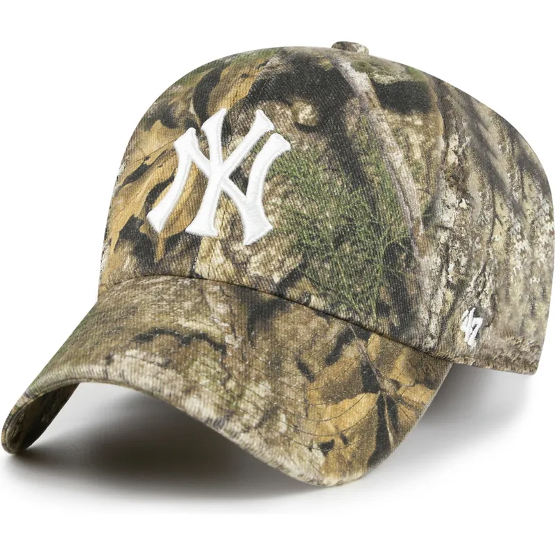 gebogene-kappe-camouflage-verstellbar-clean-up-realtree-von-new-york-yankees-mlb-von-47-brand