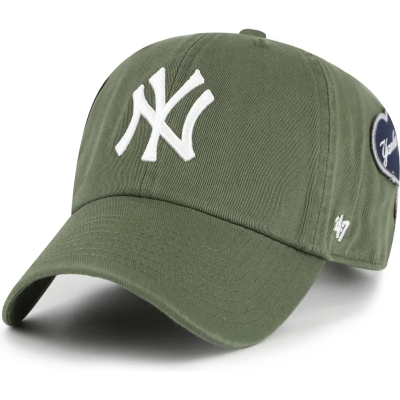 47-brand-curved-brim-clean-up-badges-new-york-yankees-mlb-green-adjustable-cap