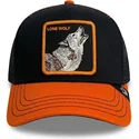casquette-trucker-noire-et-orange-loup-solo-wolf-fab-farm-goorin-bros